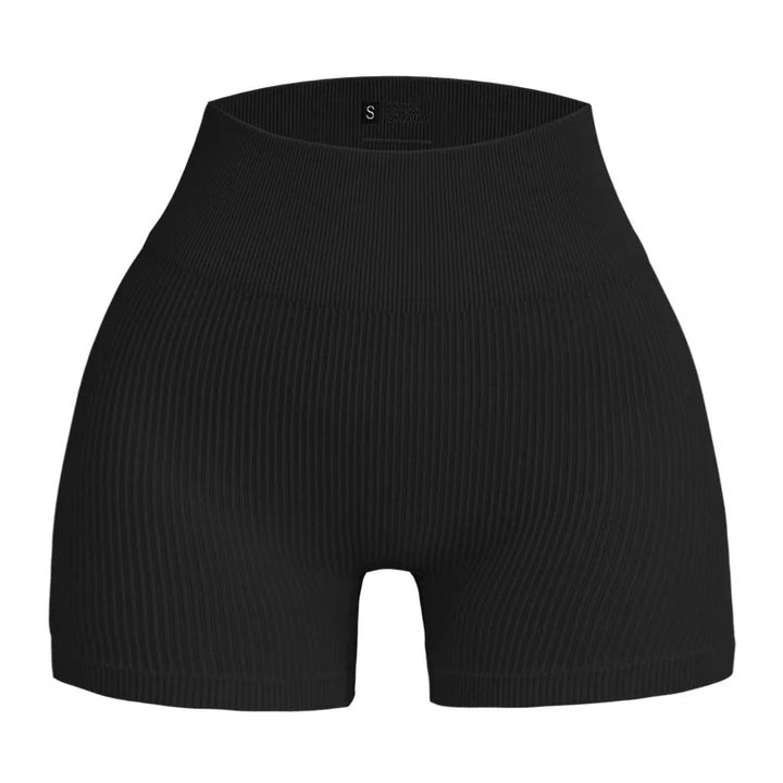 Women's High-Waisted Yoga Shorts, Lift and Shape, Ribbed Texture
