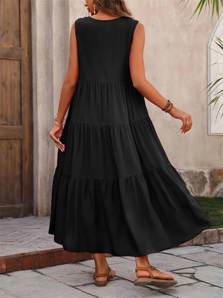 Vestido largo colorido para mujer