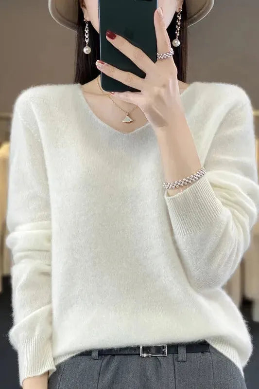 Women's Cozy Luxe Sweater - Harmonia White
