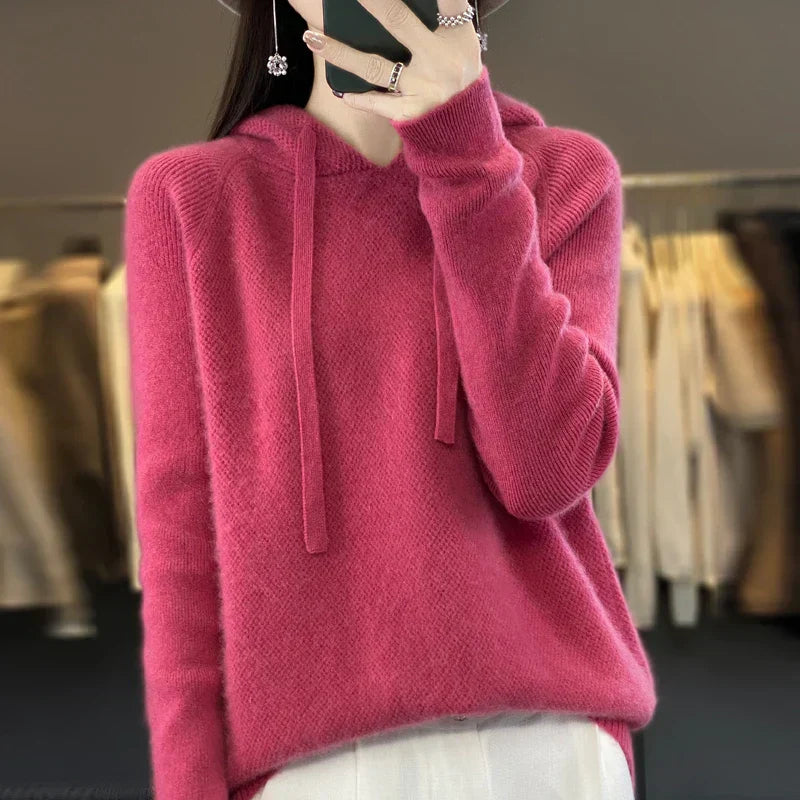 Women's Chic Comfort Hoodie Dark Pink One size