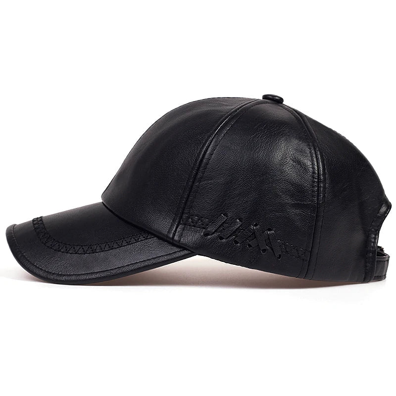 Premium Genuine Leather Snapback Baseball Cap