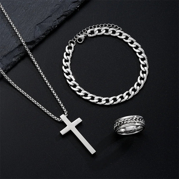 Durable Titanium Cross Pendant Set-MODAUTLET