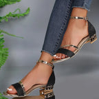 Women's Supportive Orthopedic Sandals with Gold Chain Detail