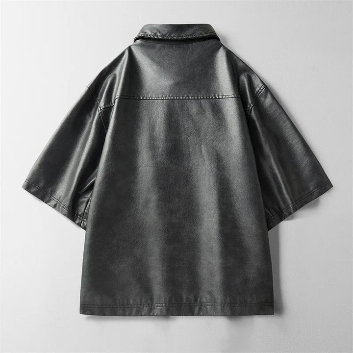 Men's Leather Overshirt-MODAUTLET
