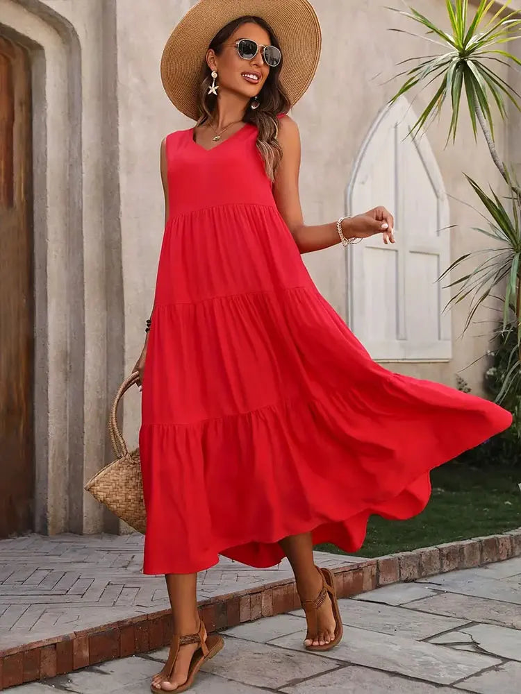 Vestido largo colorido para mujer