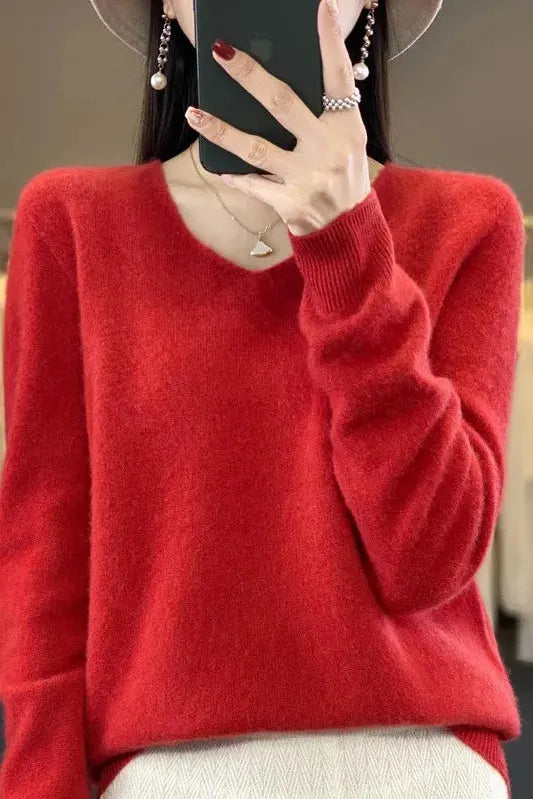 Women's Cozy Luxe Sweater - Harmonia Red