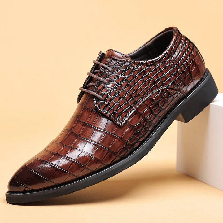 Men's Stylish Crocodile Pattern Leather Shoes-MODAUTLET