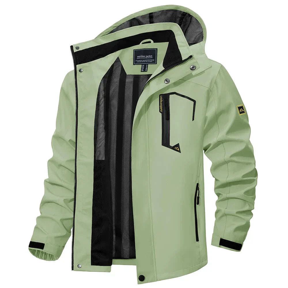 Lightweight Waterproof Windbreaker Jacket for Men with Mesh Lining Light Green-1