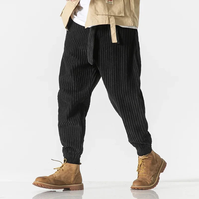Men's Fleece Corduroy Pants - Ridgeway Style Black