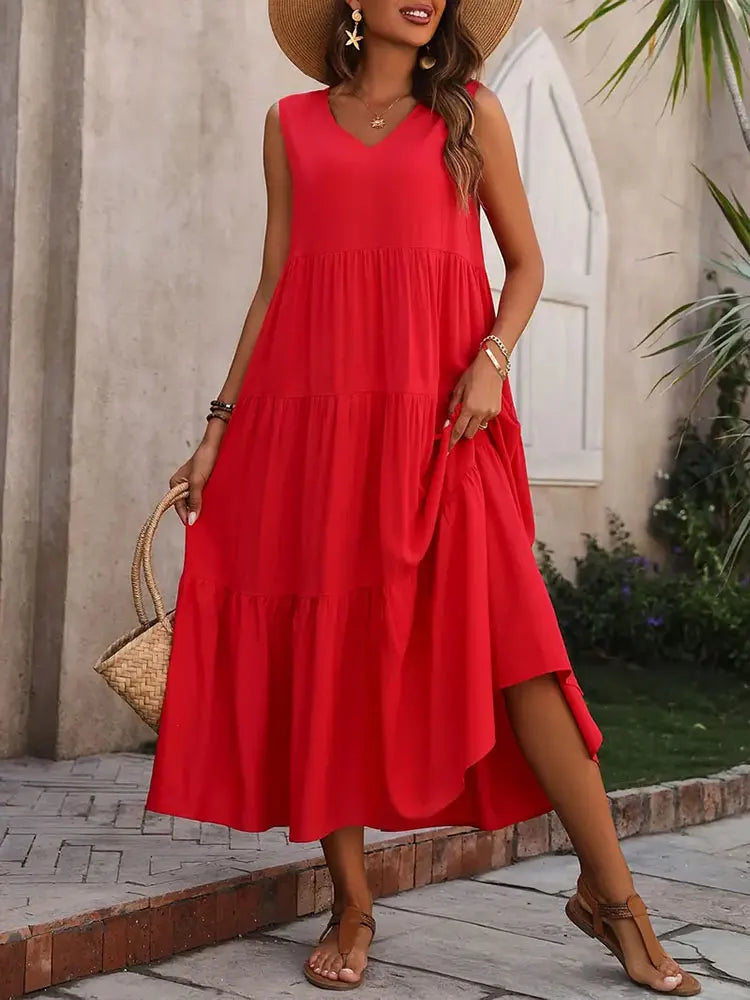 Vestido largo colorido para mujer