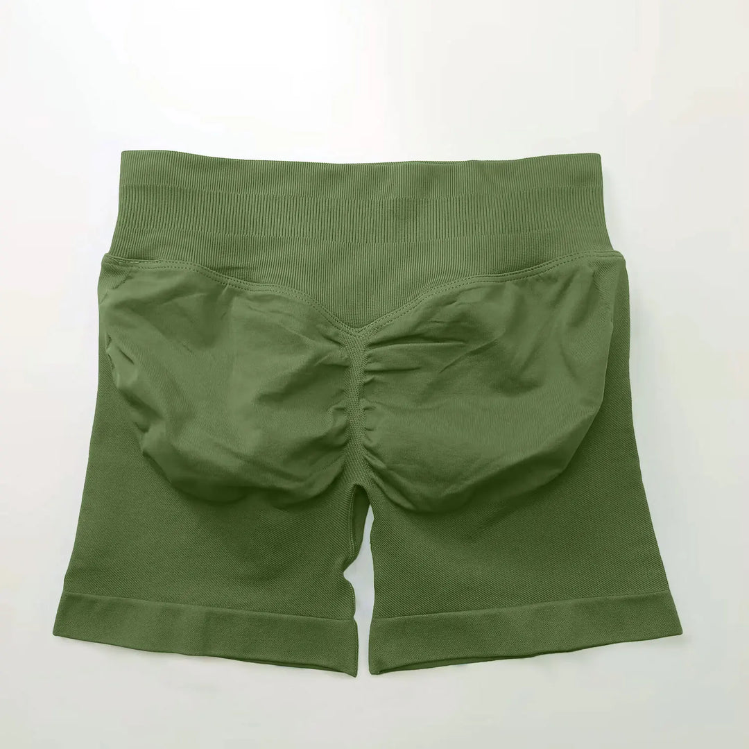 Women's Fitness Biker Shorts with Low Ribbed Band for Gym Workouts