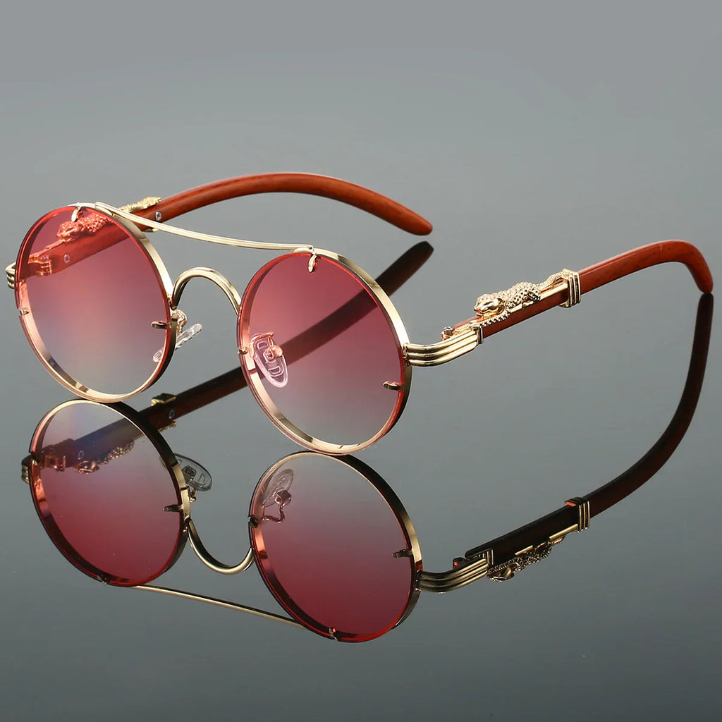 "Panther" Vintage Sunglasses – UV400 Unisex Retro Oval Eyewear Rose