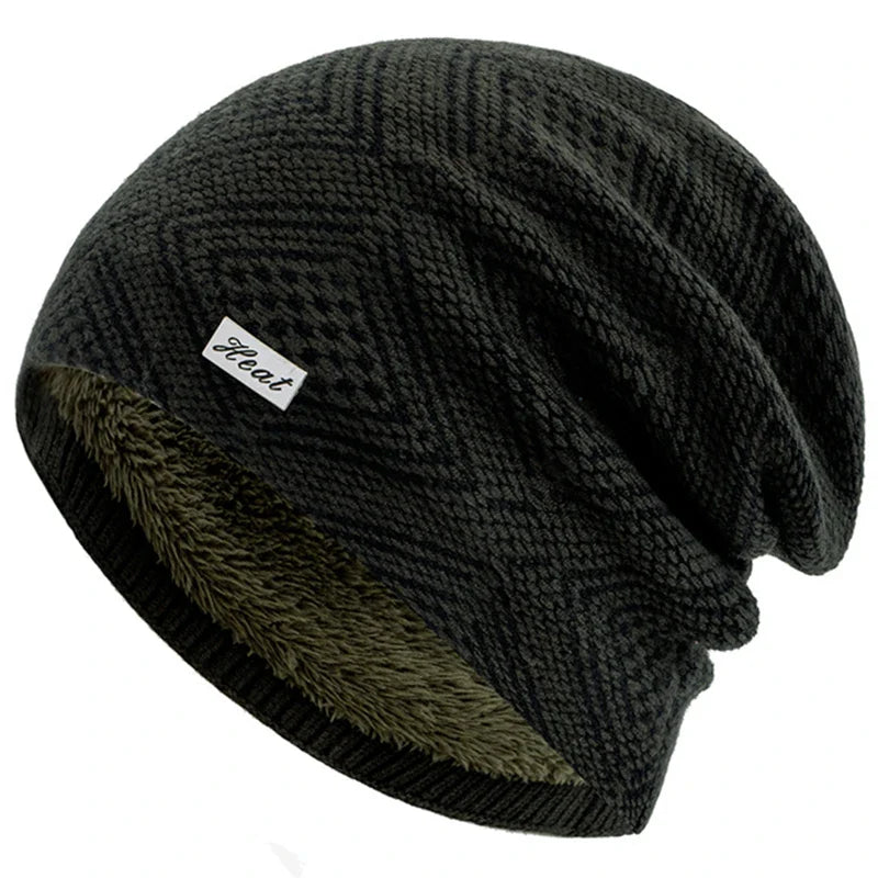 Striped Slouchy Knit Winter Beanie for Women Army Green 55cm-58cm