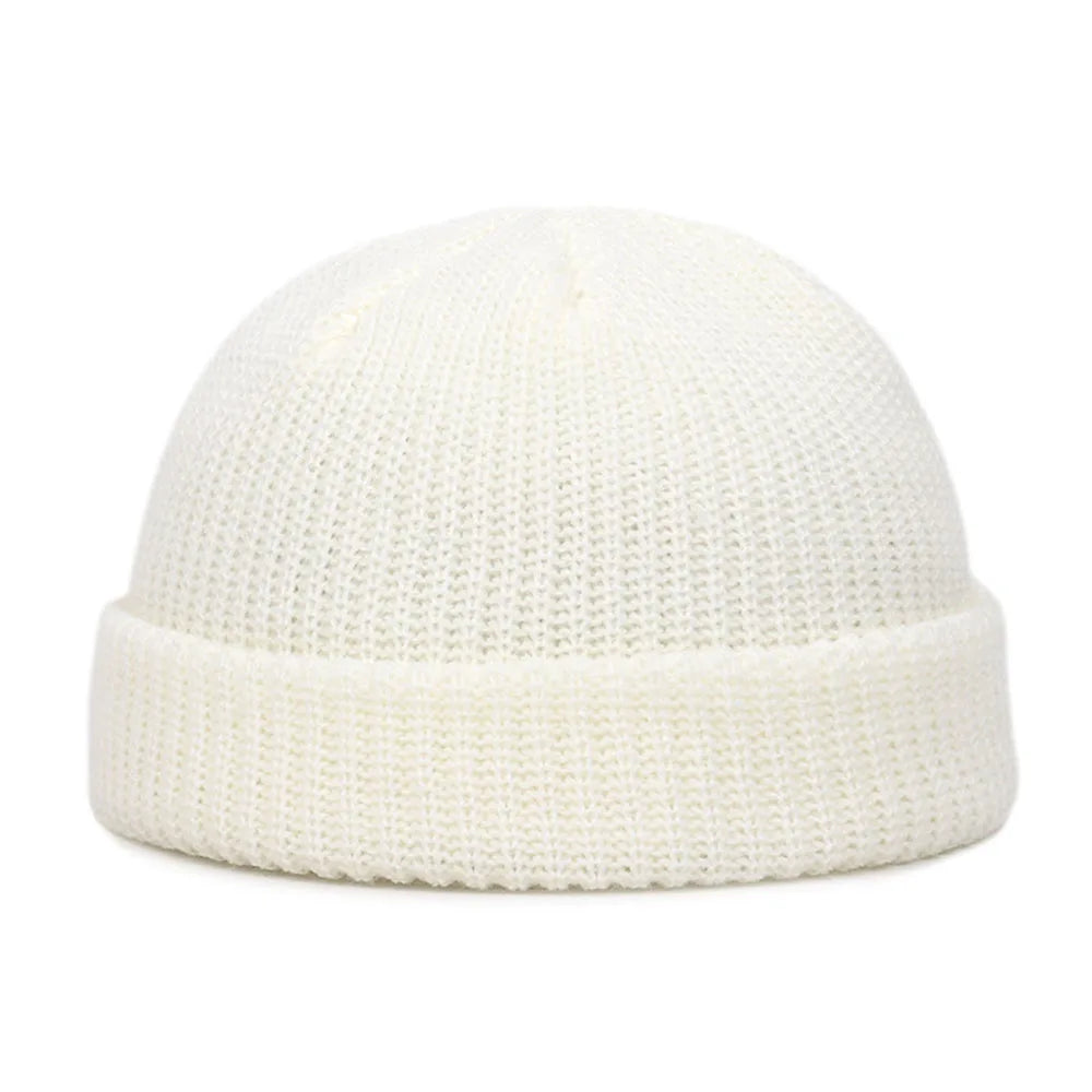 Cozy Winter Knit Beanie – Warm Unisex Skull Cap White One Size