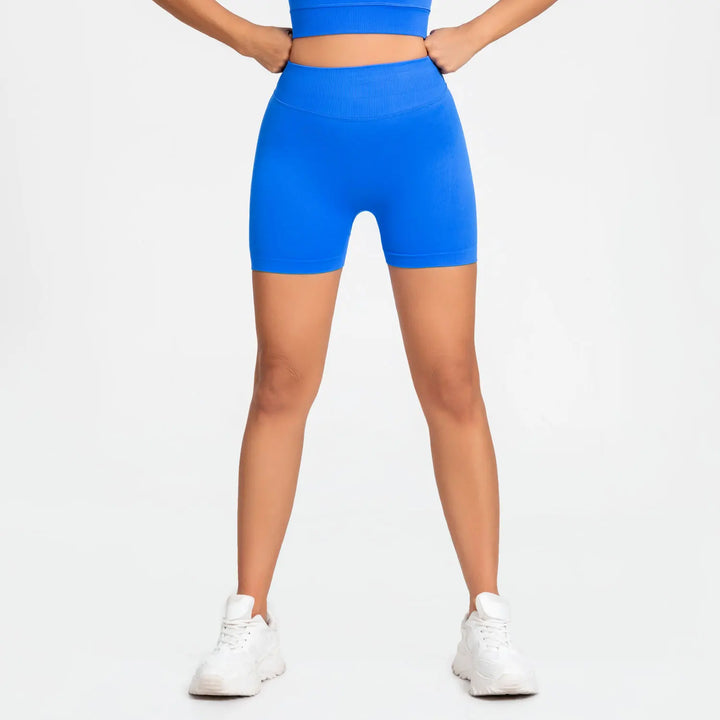 Women's Fitness Biker Shorts with Low Ribbed Band for Gym Workouts