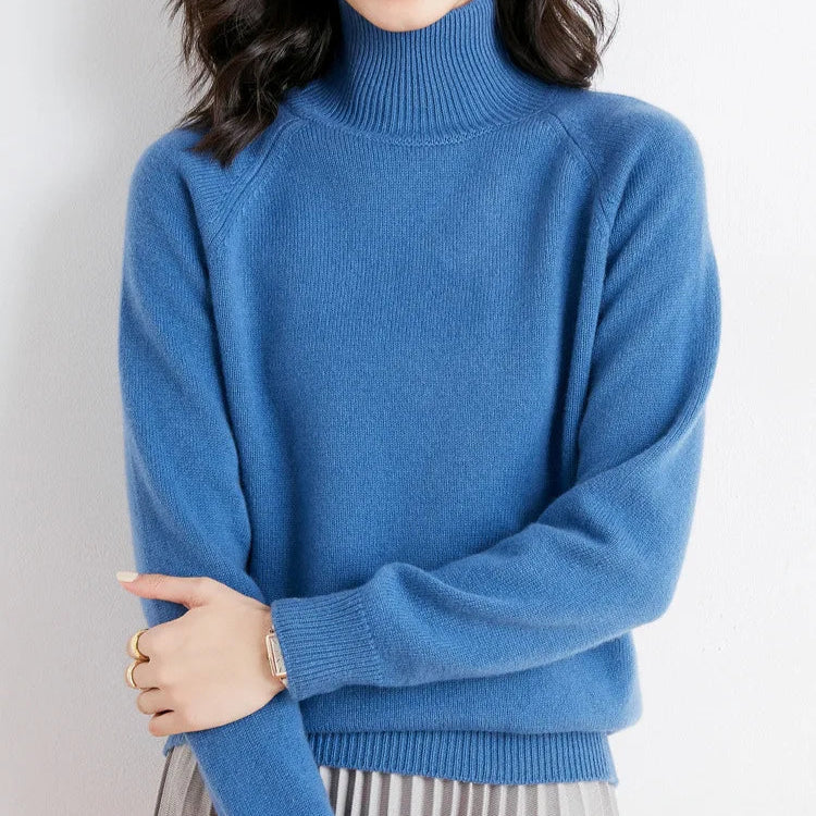 Women's Classic Mock-Neck Sweater Blue