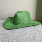 Adjustable Suede Wide-Brim Cowboy Fedora Hat 28 56-58cm