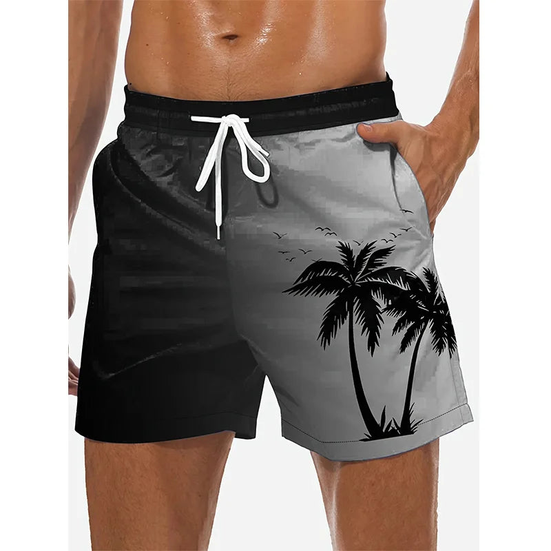 Men's 3D Coconut Tree Print Beach Shorts DK2024WF1548