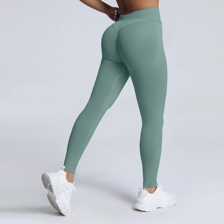 Women's Push-Up Low-Rise Seamless Yoga Leggings for Fitness Light Green