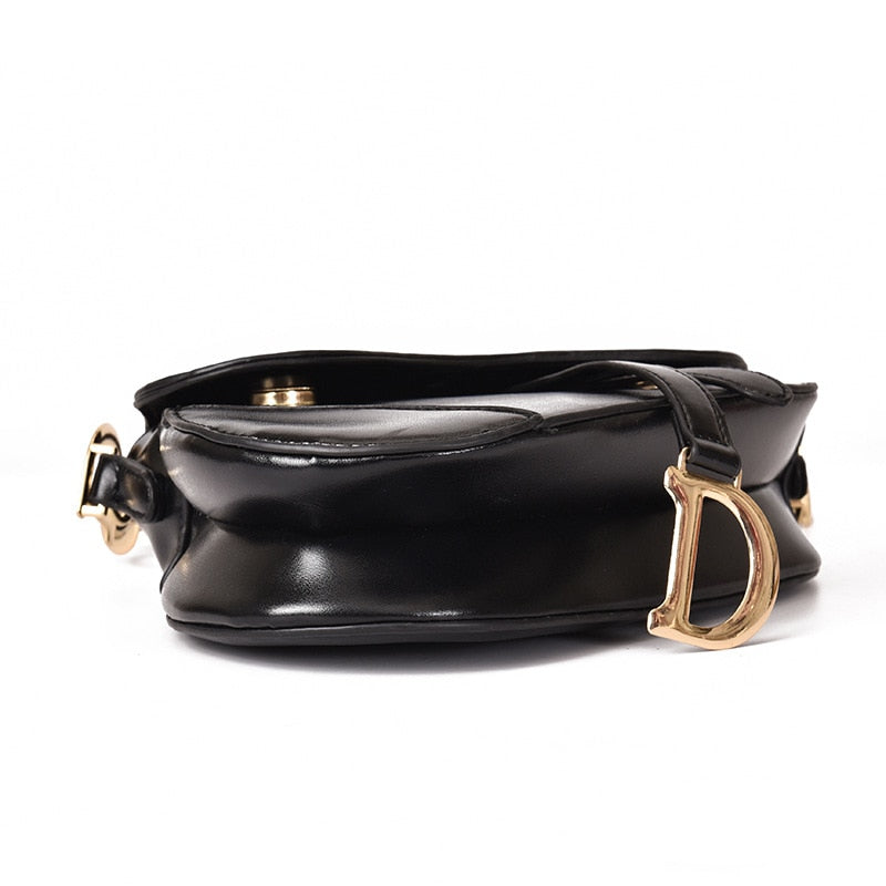 PU Leather Saddle Shoulder Bag For Women With Wide Strap
