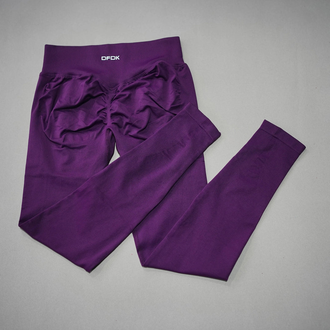 Women's High-Waisted Seamless Yoga Leggings for Tummy Control grape purple