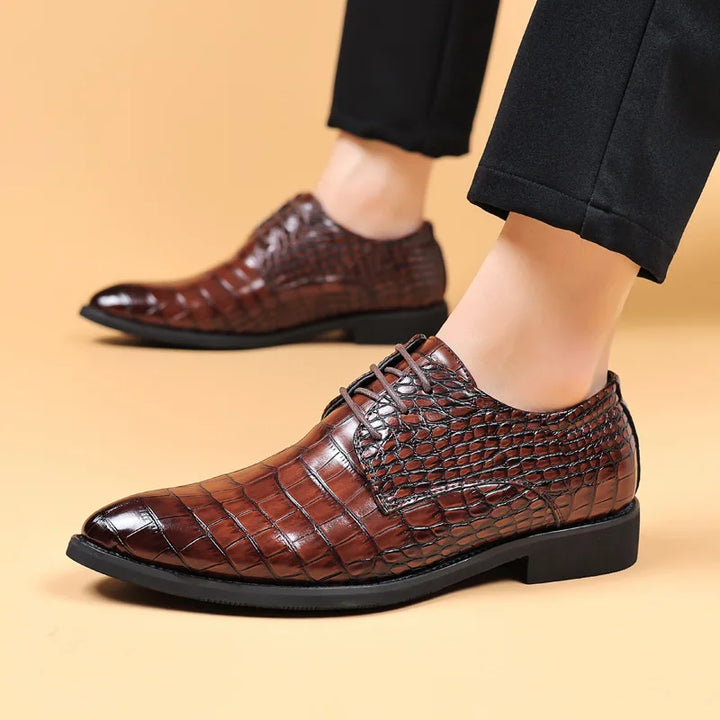 Men's Stylish Crocodile Pattern Leather Shoes-MODAUTLET