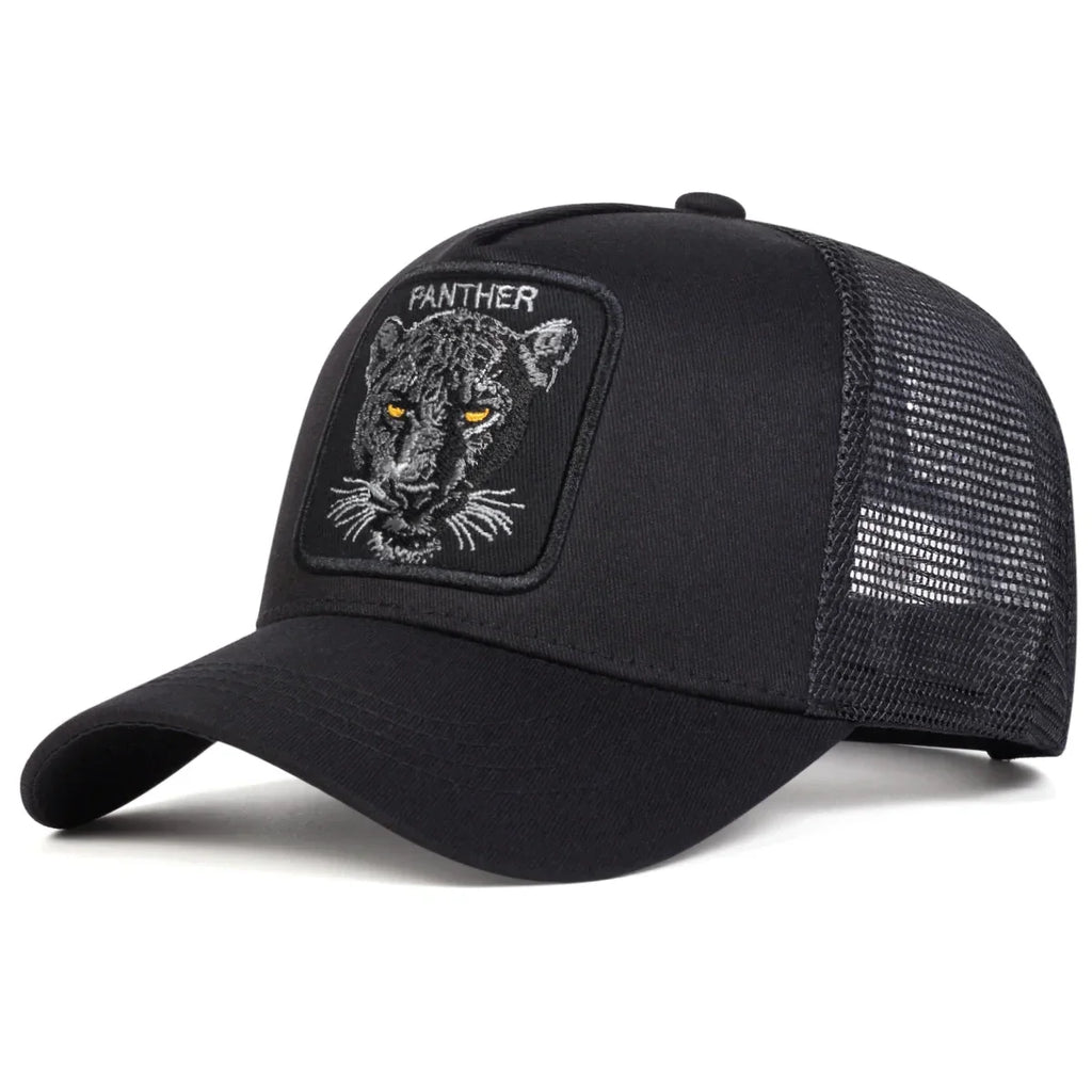 Panther Print Cap Black