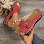 Women's Genuine Leather Tassel Moccasins Red
