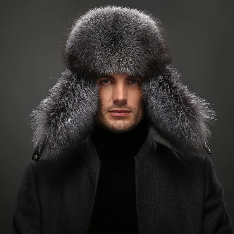 Eco Fur Hat Unisex Winter Ear Flap Trapper Hat Warmth Anthracite
