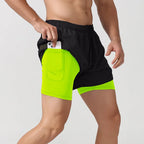 Men's 2-in-1 Quick-Dry Running Shorts with Phone Pocket Fluorescent Green