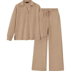 Mireya Textured V‑Neck Lounge Two‑Piece Set