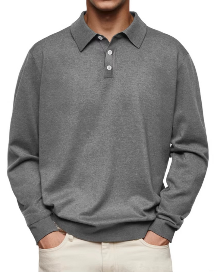 Men's Classic Long Sleeve Polo Shirt-MODAUTLET
