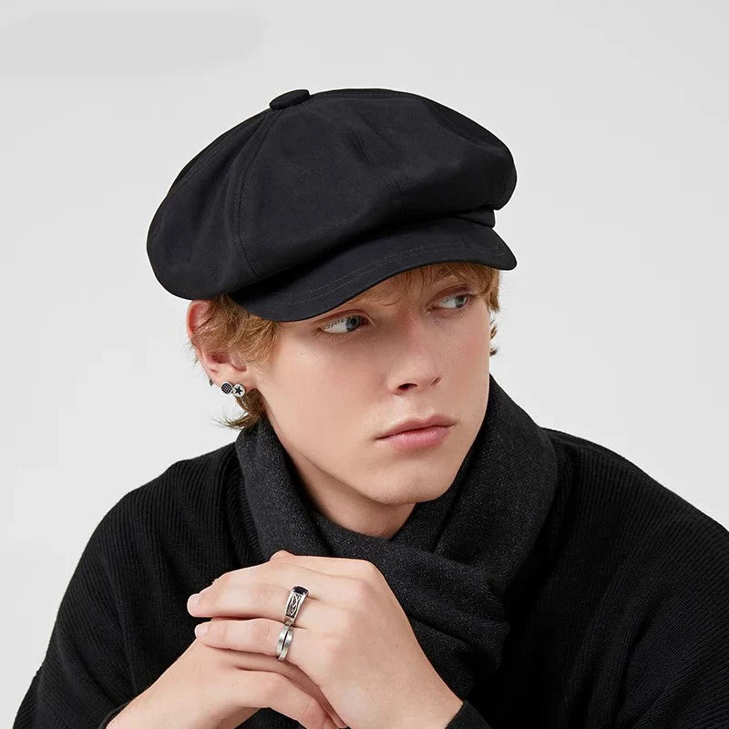 Unisex Adjustable Vintage Cotton Beret & Octagonal Newsboy Cap