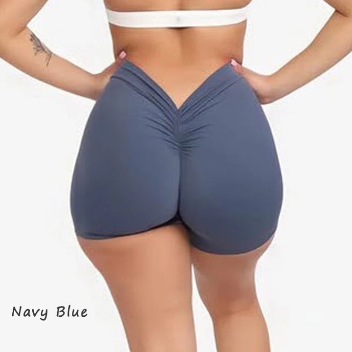 Women's High Waisted V-Back Yoga Shorts for Fitness and Training