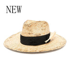 Elegant Handmade Straw Sun Hat With Metal Chain For Women style 3 54-58cm