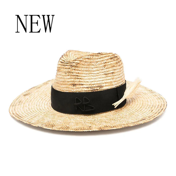 Elegant Handmade Straw Sun Hat With Metal Chain For Women-MODAUTLET