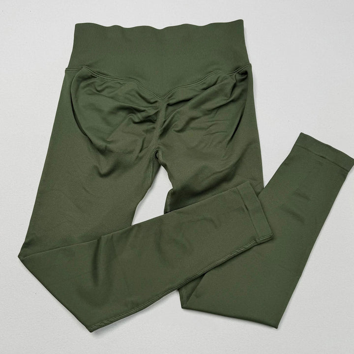 Women's Push-Up Low-Rise Seamless Yoga Leggings for Fitness Army Green
