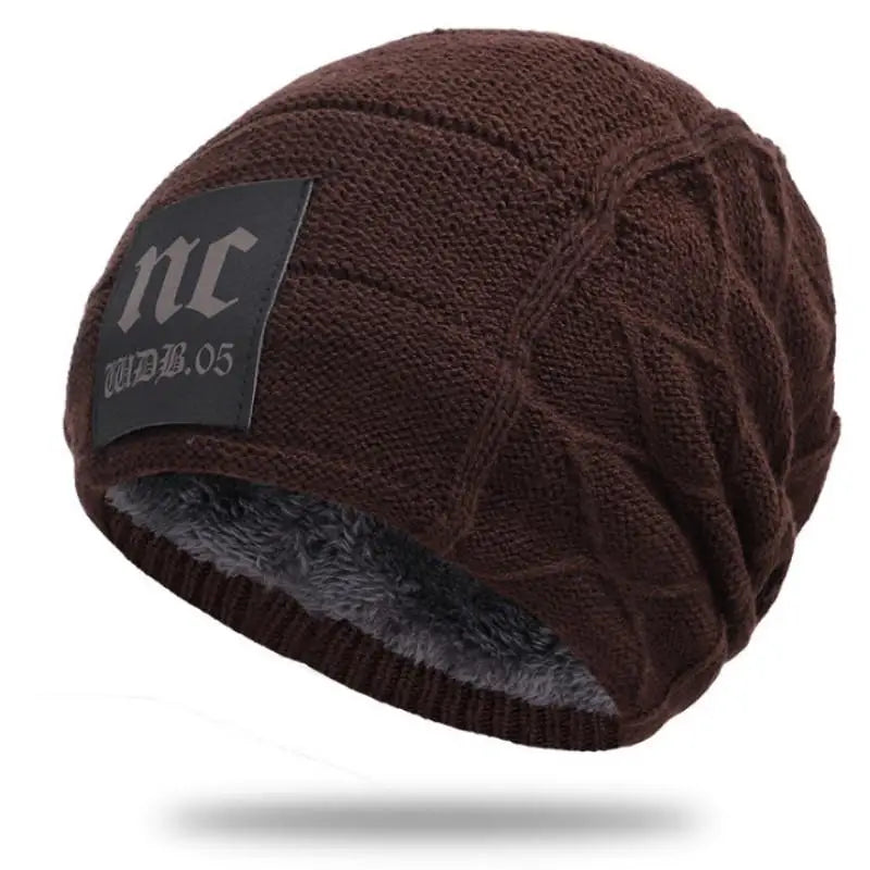 Unisex Knitted Beanie with Label Coffee 55cm-60cm