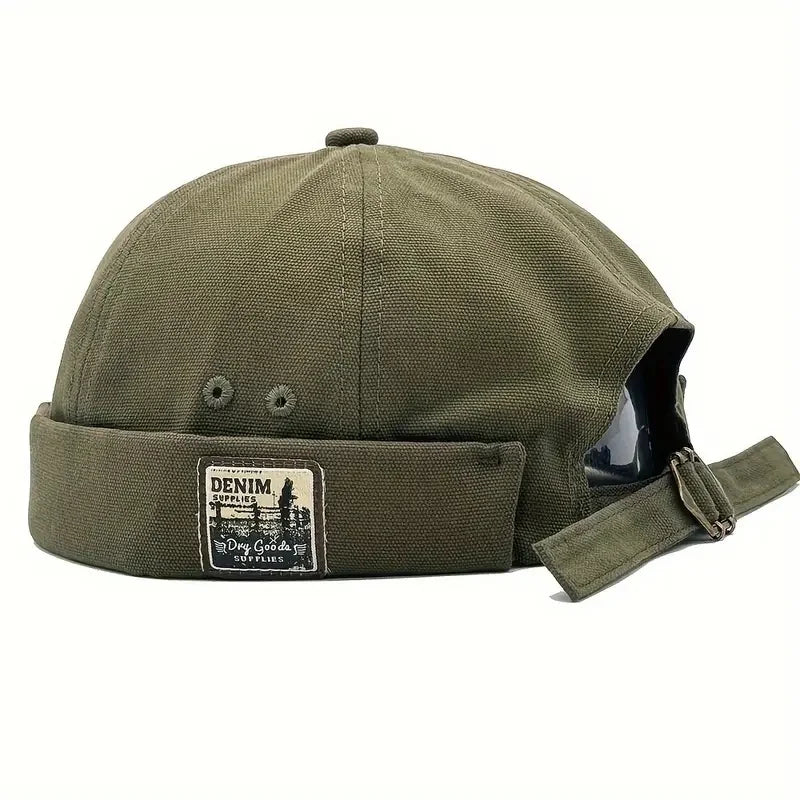 Vintage Washed Cotton Dome Cap – Unisex Adjustable Green 56-58 cm