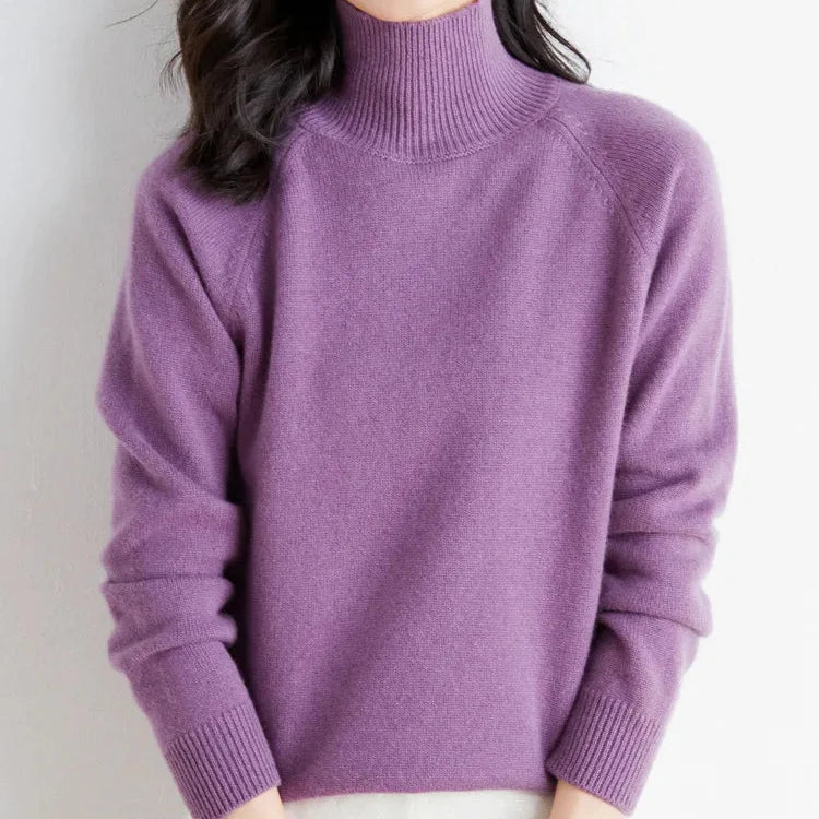 Women's Classic Mock-Neck Sweater Purple
