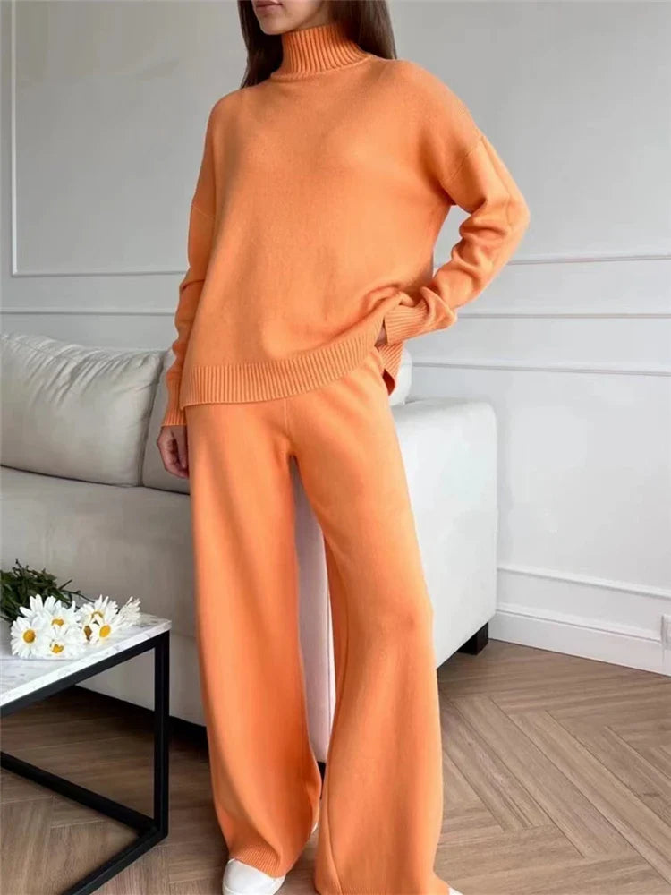 Women's 2-Piece Set - Stylish and Versatile Outfit Orange One Size