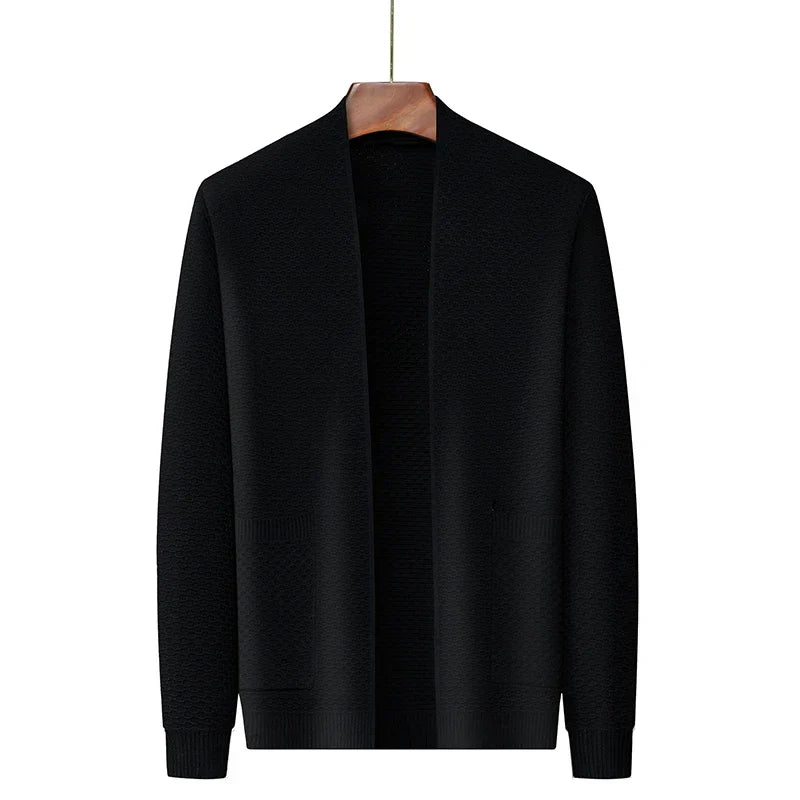 Brushed Jacquard Blazer With Embossed Texture For Men Jet Black