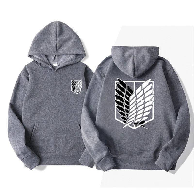 Unisex Attack on Titan Hoodie – Anime Graphic Pullover for Men & Women Dark Grey
