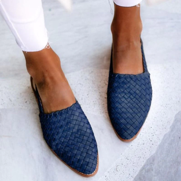 Women's Elegant Low Heel Slip-On Loafers Blaue