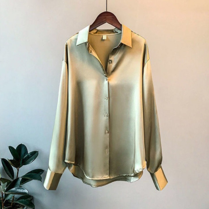 Taylor | Blusa de Cetim Feminina de Corte Solto com Botões