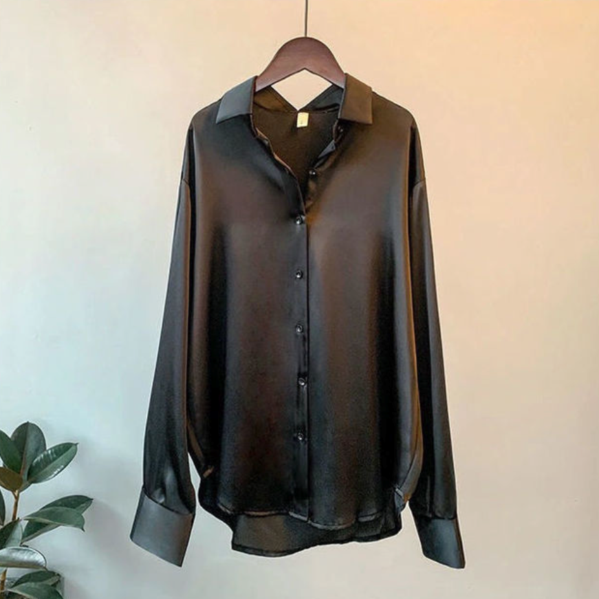 Taylor | Blusa de Cetim Feminina de Corte Solto com Botões