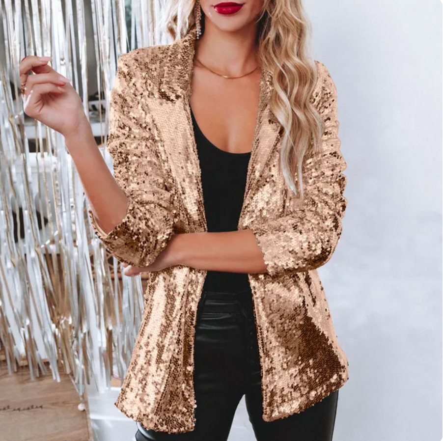 Women's Sequin Blazer Gold