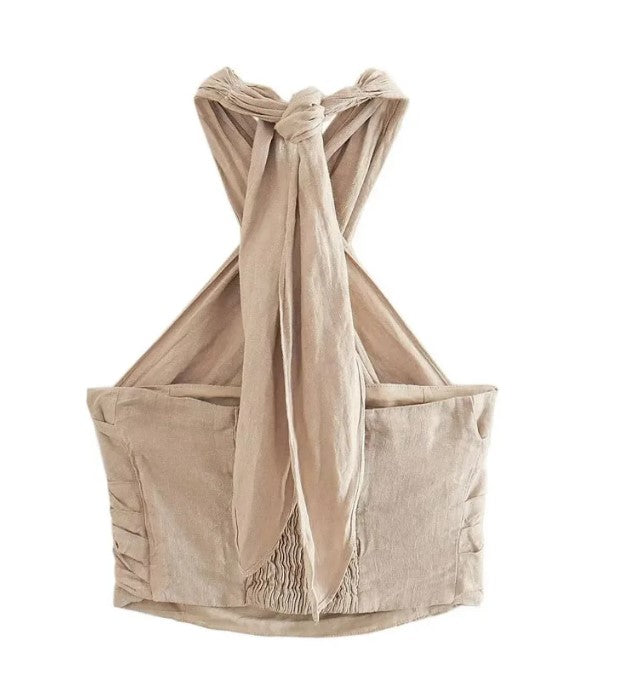 Women's Linen Halterneck Top - Titania Style