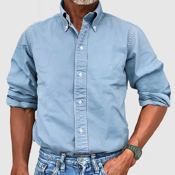 Men's Essential Long-Sleeve Shirt Sky Blue