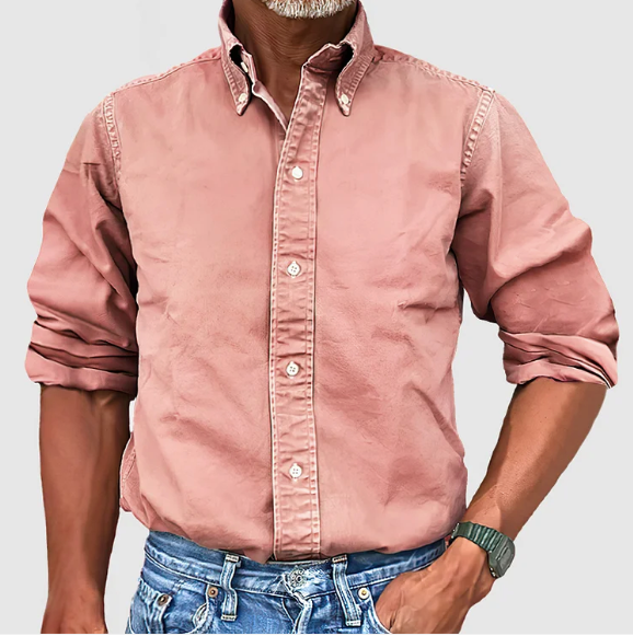 Men's Essential Long-Sleeve Shirt Pink